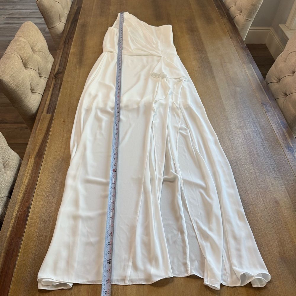 Halston Draped Maxi Dress White‎ Crepe One Shoulder Gown $553 new - Picture 8 of 14